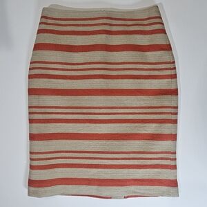 Talbots Midi Skirt Womens Petite‎ 2 Tan Orange Zip Up Fall Halloween Office Wear
